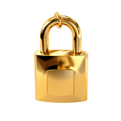 Golden lock on transparent background, white background, isolated, icon material, vector illustration