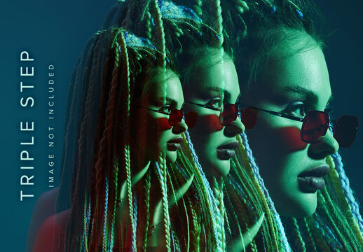 Triple Offset Photo Effect Mockup