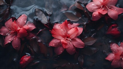 Frozen azalea with red leaves - Powered by Adobe