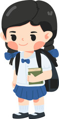 Fototapeta premium Kid girl student with a backpack