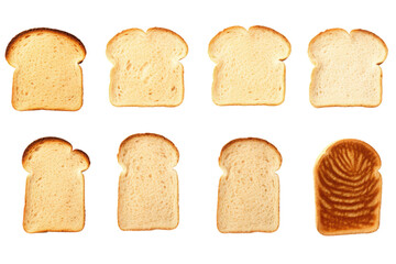 a collection of sliced bread isolated on a transparent background, generative ai