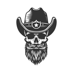 Sheriff skull icon. Vector illustration
