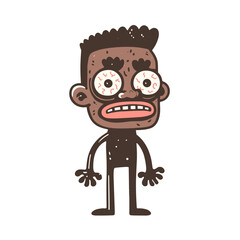 Fototapeta premium Cartoon black man with weird face. Vector illustration