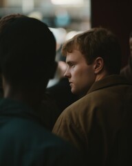 A group of people using public transportation