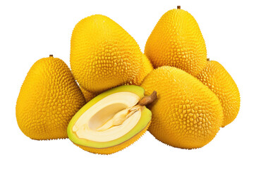 a collection of jackfruit isolated on a transparent background, generative ai