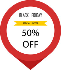Black Friday Sale. Black Friday pin or price tag. Editable color