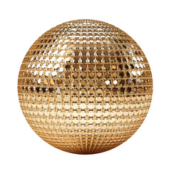 Golden Diamond Retro 70s Disco Ball Isolated on Transparent Background PNG	