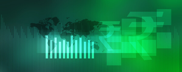 2d rendering Stock market online business concept. business Graph with indian rupee sign
