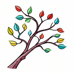 Branch leaves on transparent background, white background, isolated, icon material, vector illustration