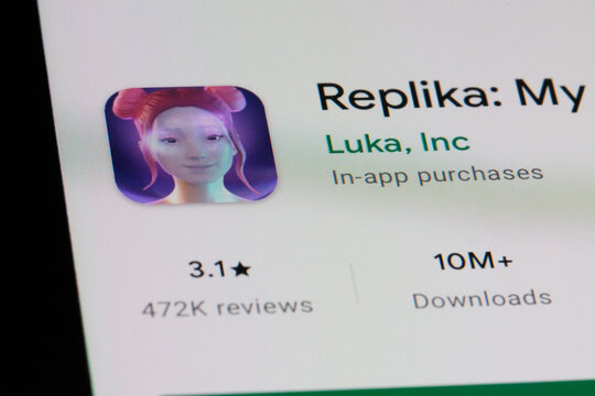 Shanghai,China-Nov.15th 2023: Replika AI companion app icon logo.
