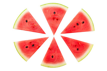 a collection of slices of watermelon isolated on a transparent background, generative ai