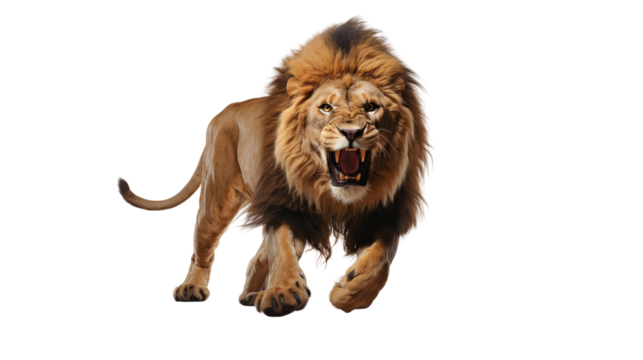 Lion running isolated on transparent