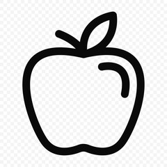 Apple fruit outline icon on transparent background stock illustration.
