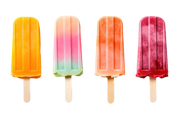 a collection of popsicles isolated on a transparent background, generative ai