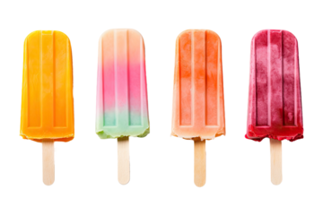 a collection of popsicles isolated on a transparent background, generative ai