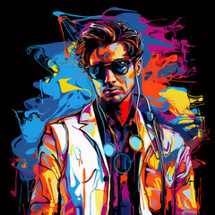 vibrant pop art portrait of a doctor executed in rich colors with dripping paint and graffiti elements - obrazy, fototapety, plakaty