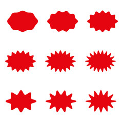 Set of red sale price sticker starburst price.