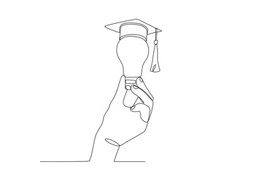 Education of lighting sources. International day of education one-line drawing