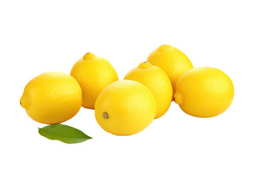 a collection of lemons isolated on a transparent background, generative ai