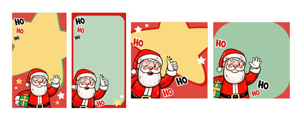 vector pots navideño santa claus para instagram y facebook, colores verde y rojo para noche buena