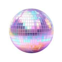 Pastel Retro 70s Disco Ball Isolated on Transparent Background PNG	