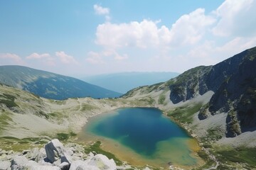 Fototapeta na wymiar Rila Mountain near the Seven Rila Lakes in Bulgaria. Generative AI
