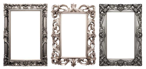 Set of intricate ornate metal frames - Isolated transparent PNG - Premium pen tool cutout