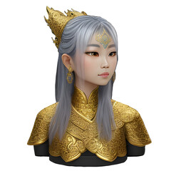 chinese doll in a dress gold