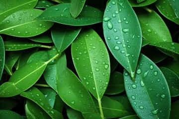 Nature green Eucalyptus leaves with raindrop background. generative ai.