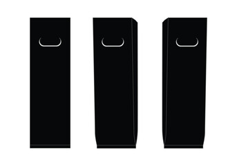 Black Wine Bottle Bag Template On White Background, Vector File.