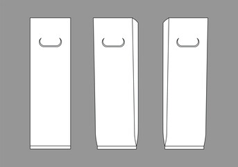 White Wine Bottle Bag Template on Gray Background, Vector File.