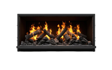 Fabulous Shiny Fireplace Insert Isolated on Transparent Background PNG.