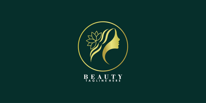 beauty logo desgin with leaf logo premium vector
