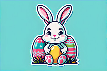 easter bunny with egg, generative ai