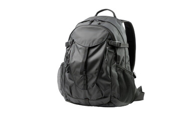 Charming Black Gym Backpack Isolated on Transparent Background PNG.