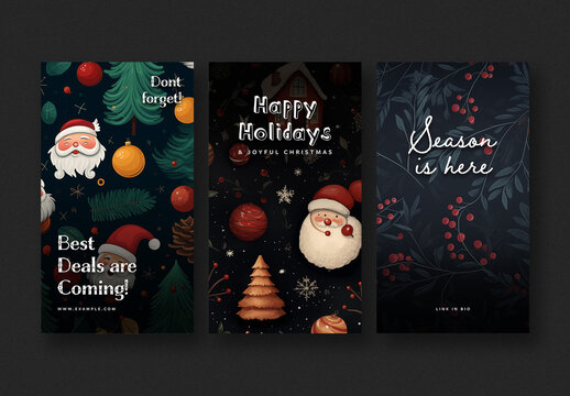 Christmas Social Media Layouts with Festive Pattern and Generative ai