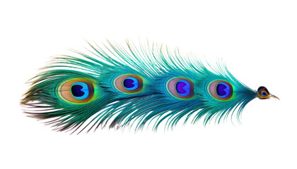 Obraz premium peacock feather isolated on transparent background cutout