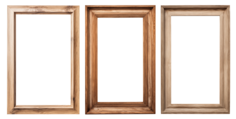 Set of simple minimalist wood frames - Door frame, window frame, art frame, painting frame, mirror frame, picture frame - Premium pen tool cutout
