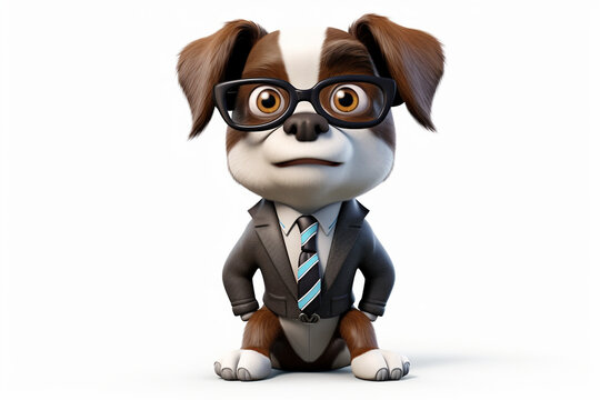 3d character of a business dog