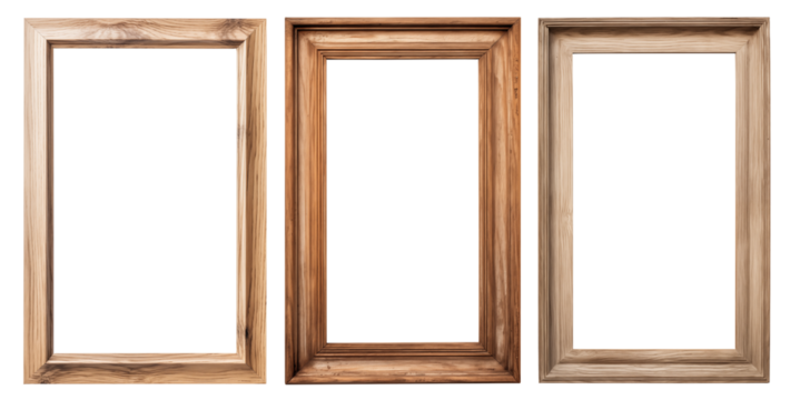 Set of simple minimalist wood frames - Door frame, window frame, art frame, painting frame, mirror frame, picture frame - Premium pen tool cutout