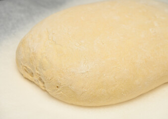 dough for homemade bread lies on the kitchen table before going into the oven 3