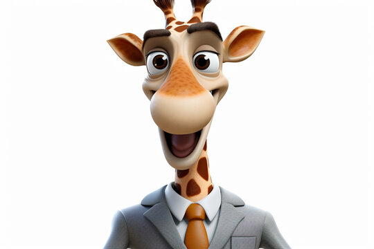 3d character of a business giraffe