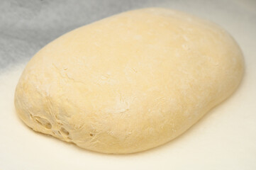 Fototapeta na wymiar dough for homemade bread lies on the kitchen table before going into the oven 17