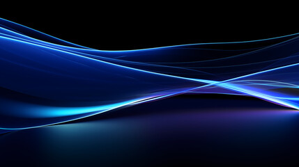 Obraz premium Blue glowing wavy line background. Abstract futuristic wallpaper technology sci fi concept.
