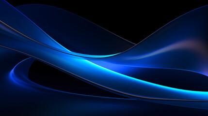 Obraz premium Blue glowing wavy line background. Abstract futuristic wallpaper technology sci fi concept.