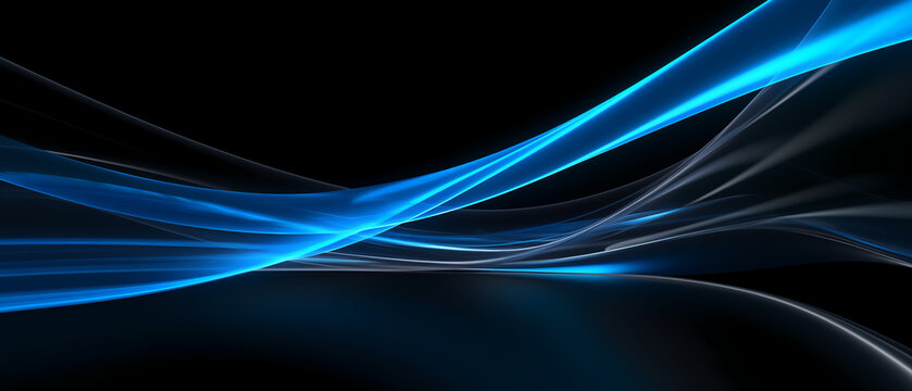Blue glowing wavy line background. Abstract futuristic wallpaper technology sci fi concept. © Mr.PJ