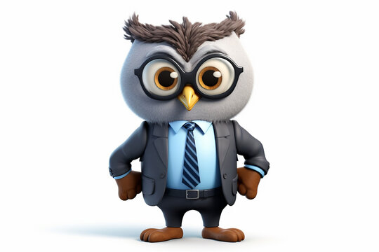 3d character of a business owl