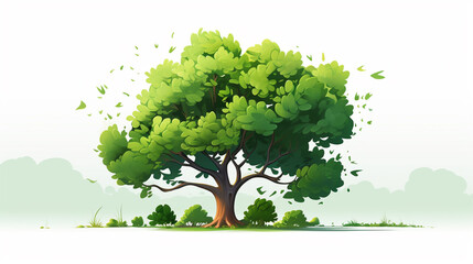 A green tree on a white background, created in 2d software