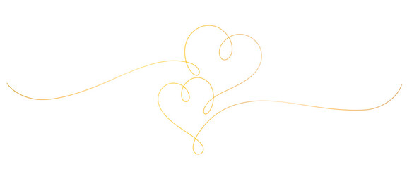 love golden line art style. line art heart. valentine, wedding, anniversary vector elements