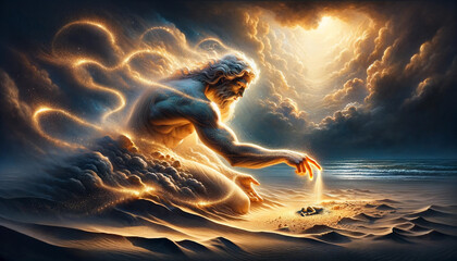 The Creation of Adam by God : The Biblical Creation from the Book of Genesis.